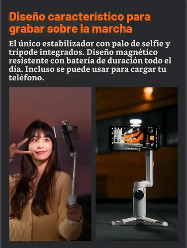 Vista 4 de Insta360 Flow Estabilizador Gimbal para Smartphone, Creator Kit - Gimbal con IA, Estabilizador de Teléfono con Seguimiento Automático