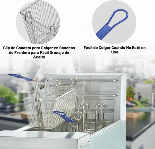 Vista 2 de WeChef - 2 cestas para freidoras profundas con mango antideslizante de 13 x 6 5/16 x 5 7/8 pulgadas