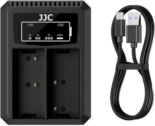 Vista 22 de JJC BLX-1 Cargador de batería USB de doble ranura para cámaras Olympus OM-1 Mark II OM1 OM-3 OM3, cable de carga USB a USBC, con protección contra