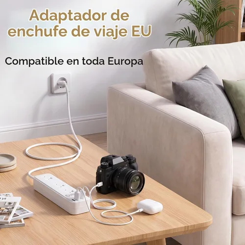 Vista 3 de Unidapt Regleta de viaje europea, adaptador de enchufe de EE. UU. a Europa