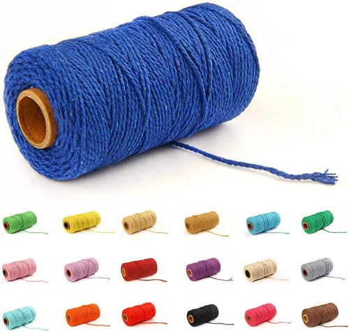 Vista 21 de Cordón de macramé de algodón 2 mm x 109 yardas, cuerda de algodón colorida para manualidades DIY, ganchos de plantas (Beige)