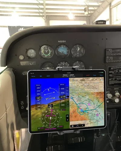 Vista 9 de Soporte de yugo para tableta, soporte de abrazadera de yugo para iPad para aviones, brazo de metal ajustable de 360° entrenador de aviación soporte