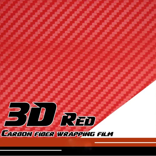 Vista 3 de Adhesivo en 3D de fibra de carbono de vinilo para envolver el coche, hoja adhesiva de vinilo para envolver el coche, rojo, 127 x 30 cm 50" x 11.8