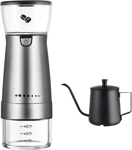 Vista 13 de Molinillo de café eléctrico, molinillo doméstico pequeño automático, molinillo manual, molinillo de café con 5 ajustes precisos de molienda