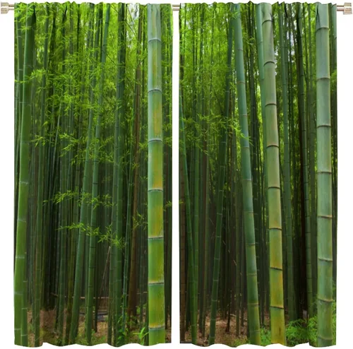 Vista 18 de Cortinas de bambú 3D impresas para exteriores, cortinas de bambú natural japonés zen, sala de estar, cocina, bolsillo para barra, cortinas