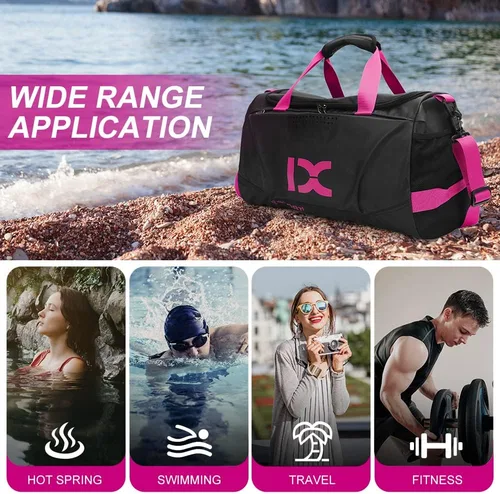 Vista 5 de Sports Gym BagINOXTO Travel Duffel Bag with Dry Wet Pocket And Shoe CompartmentFor Women and Men40L Fitness Waterproof Weekender Bag For Swim Sports
