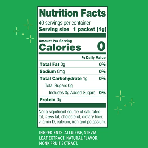 Vista 2 de Whole Earth Stevia & Monk Fruit con paquetes edulcorantes de alulosa, 40 unidades, cero calorías, apto para dieta cetogénica