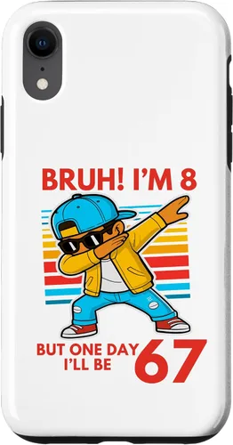Vista 25 de Bruh I'm 8 But One-Day I'll Be 67 Retro 8th Birthday Kids Case for iPhone 17