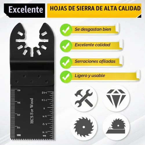Vista 6 de 6 piezas de cuchillas para herramientas oscilantes, multiherramienta oscilante universal para madera, cuchillas de sierra oscilantes profesionales