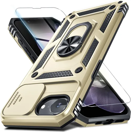 Vista 140 de Janmitta Funda para iPhone 8 Plus/7 Plus/6 Plus, Cubierta de Teléfono con Cubierta Deslizante Integrada para Lente de Cámara + Protector