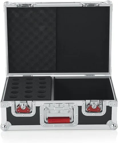 Vista 9 de Gator Cases G-TOUR Series - Carcasa con gotas de espuma para (15) micrófonos con cable y almacenamiento de accesorios (G-TOUR M15)
