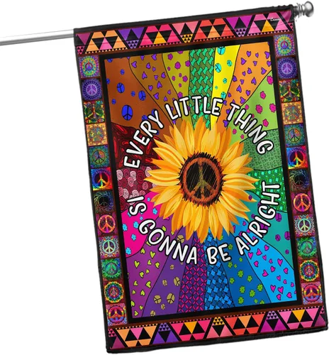 Vista 9 de Banderas PSL318F - Bandera hippie de personas que viven la vida en paz PSL318F, bandera de jardín (11.5 x 17.5 pulgadas), banderas de jardín de casa
