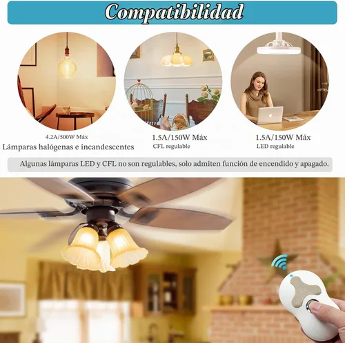 Vista 5 de Universal Hunter - Kit de control remoto para ventilador de techo, kit de control Wi-Fi inteligente