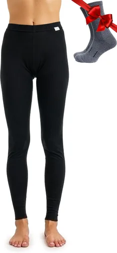 Vista 10 de 100% lana merino capa base mujer pantalones - Leggings térmicos ropa .Negro 250