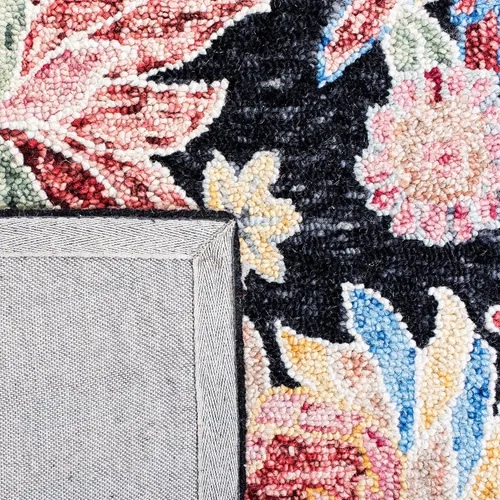 Vista 7 de SAFAVIEH Jardin Collection - Alfombra de pasillo, 2 pies 3 pulgadas x 8 pies, carbón y rojo, hecho a mano, lana floral y algodón, ideal para zonas