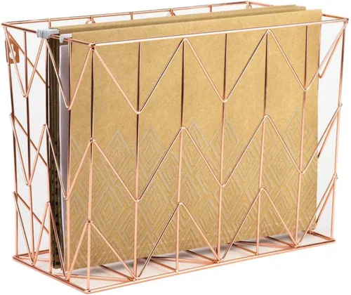 Vista 3 de U Brands Organizador de escritorio colgante y vaso para lápices, cobre/oro rosa