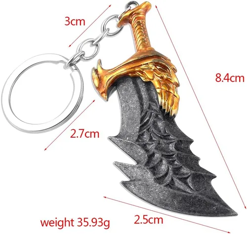 Vista 2 de SONGCHANGJEWELRY Game God of War Llaveros Kratos Blades of Chaos Cosplay Metal Llavero Cuchillas del Caos Regalos Hombres Adolescentes