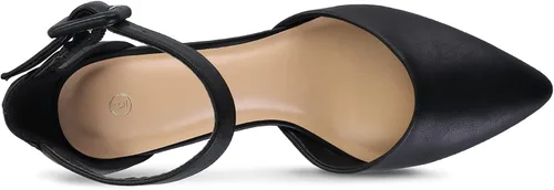 Vista 3 de mysoft Zapatos de tacón bajo y grueso para mujer, puntera cerrada, correa en el tobillo, zapatos de tacón de vestir, disponibles en tallas amplias
