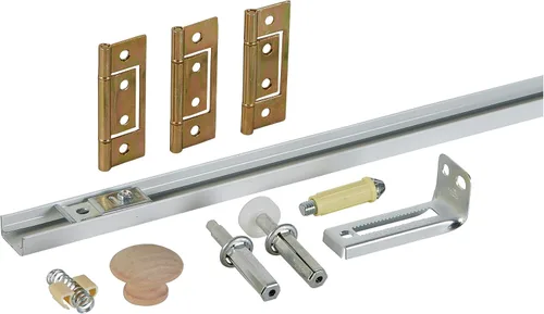 Vista 4 de National Hardware N343-715 Juego de herrajes para puerta plegable, 36 pulgadas, riel de acero incluido, ajustable, blanco