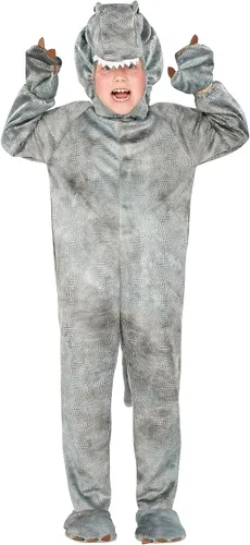 Vista 2 de Disfraz infantil de dinosaurio Raptor gris Mediano