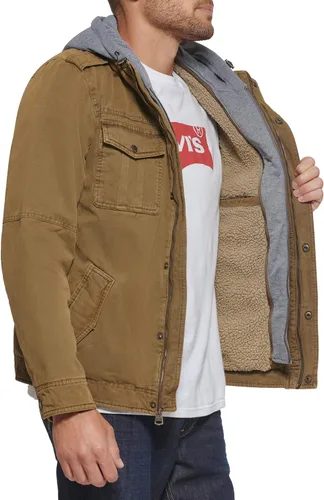 Vista 5 de Levi's Chaqueta estilo militar con capucha de algodón lavado para hombre