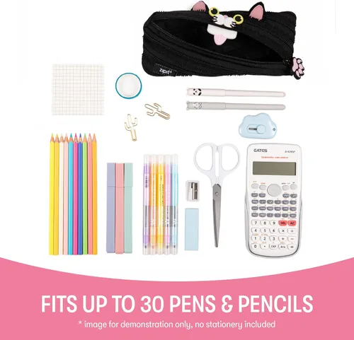 Vista 6 de ZIPIT - Estuche con cremallera para lápices con diseño de gato para niñas, lindo estuche con cremallera para niños y adolescentes, bolsa