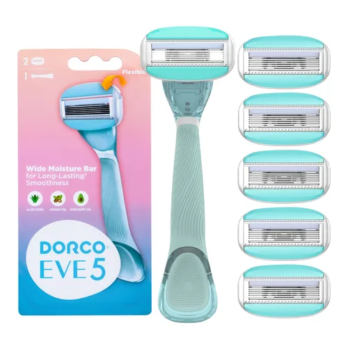 Vista 8 de DORCO EVE 5 maquinillas de afeitar para mujer, 4 recambios de hoja de larga duración (sin asa)