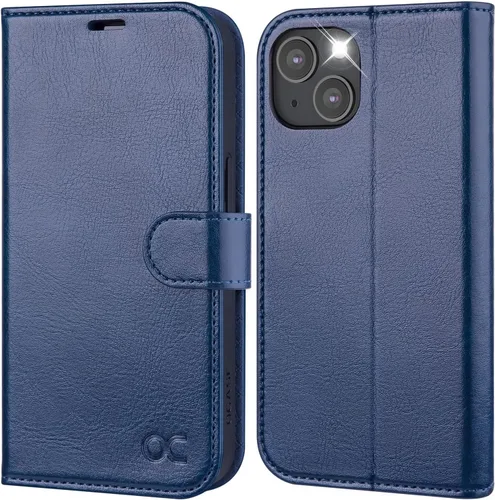 Vista 13 de OCASE Funda de piel sintética compatible con iPhone 14, con tarjetero y función atril con bloqueo RFID [carcasa interior de TPU a prueba de golpes]