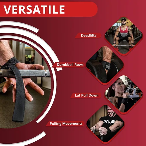 Vista 4 de Bear Grips Correas de levantamiento - Correas de gimnasio y levantamiento de pesas para hombres y mujeres, soporte de peso muerto, 2 pares