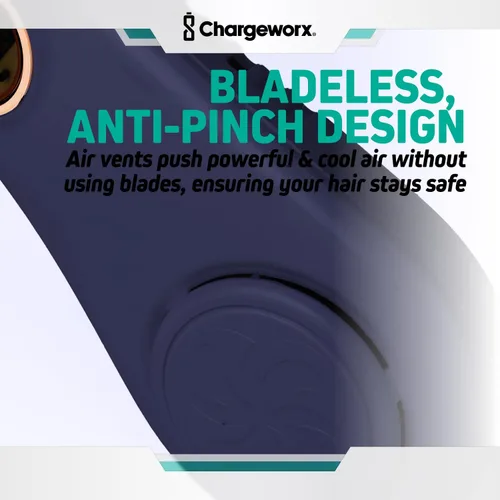 Vista 6 de CHARGEWORX Ventilador de cuello portátil portátil, ventilador de refrigeración personal sin aspas con batería recargable de 4000 mAh, pantalla LCD