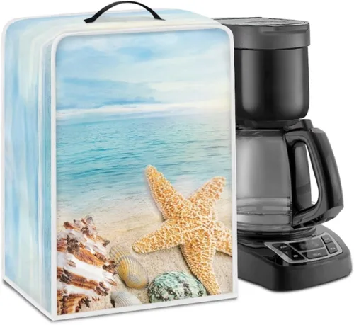 Vista 29 de Funda para cafetera, poliéster, azul, se adapta a la mayoría de máquinas de café estándar, protector resistente al polvo, huellas dactilares