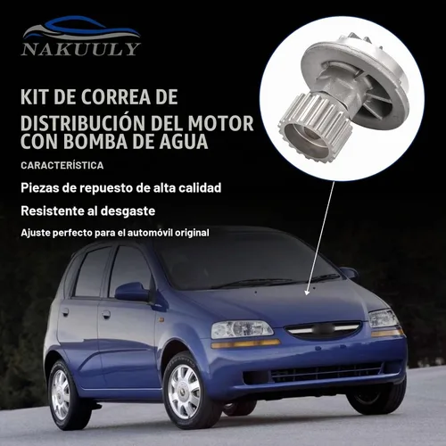 Vista 4 de Kit de correa de distribución con bomba de agua compatible con Chevy Aveo 1.6L L4 2004-2008