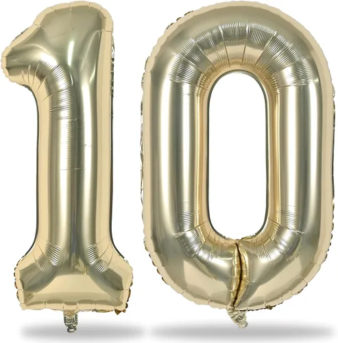 Vista 99 de Globos negros del número 10 para decoraciones de cumpleaños número 10, globos de helio de mylar de lámina de 40 pulgadas negros del número 1 & 0