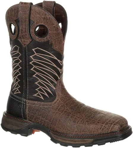 Vista 2 de Durango Maverick XP Botas de trabajo impermeables con punta de acero, Chocolate Safari Elephant Blk