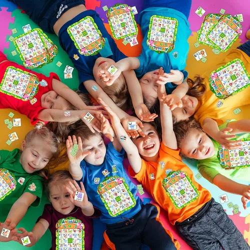 Vista 5 de Juego de bingo de animales para niños y adultos, familia, tarjetas de bingo de animales, reconocimiento de letras, juego de fiesta de safari