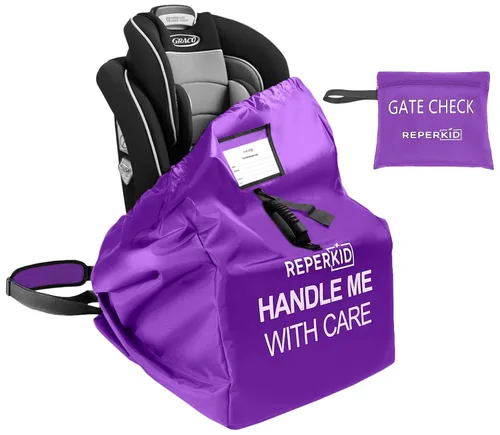 Vista 11 de reperkid Bolsa de viaje para asiento de automóvil para avión, negro y verde, 33" H x 18" W x 18" D, se adapta a la mayoría de asientos convertibles