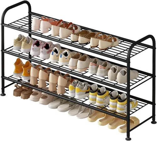 Vista 9 de LINZINAR Zapatero de 2 niveles organizador de almacenamiento para armario entrada metal negro