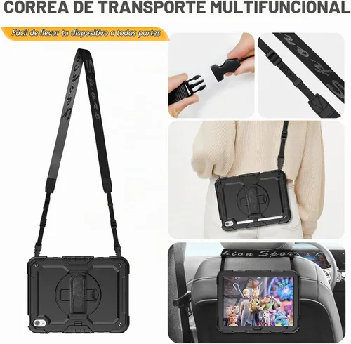 Vista 7 de HXCASEAC - Funda para iPad A16 de 11ª/10ª generación, protección resistente, con protector de pantalla, soporte para lápiz, soporte giratorio