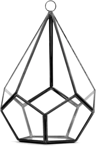 Vista 30 de WGV - Maceta geométrica colgante de terrario de 5.5 pulgadas de ancho y 6 pulgadas de alto, marco negro de cristal transparente, marco negro, planta