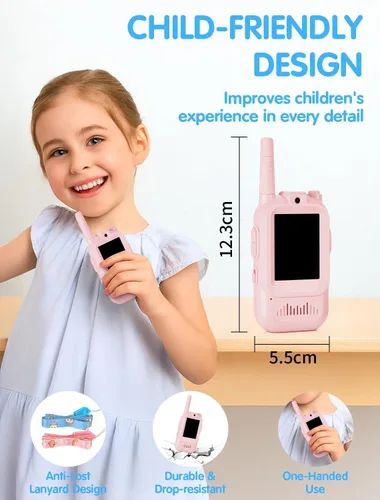 Vista 7 de Walkie Talkie para niños con video: paquete de 2 juguetes recargables para niños pequeños con cámara HD y cambiador de voz, juguetes de regalo