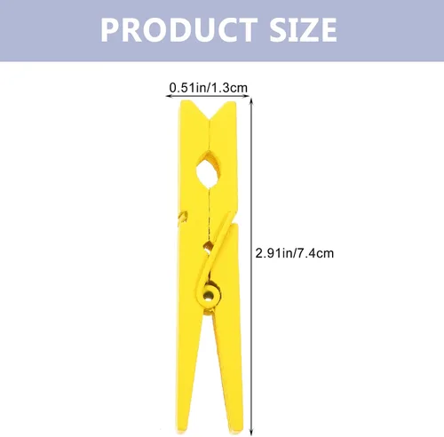 Vista 3 de Zerodeko Clavijas de ropa 30 unids pinzas de madera para ropa, pinzas para ropa, pinzas de ropa amarillas de madera