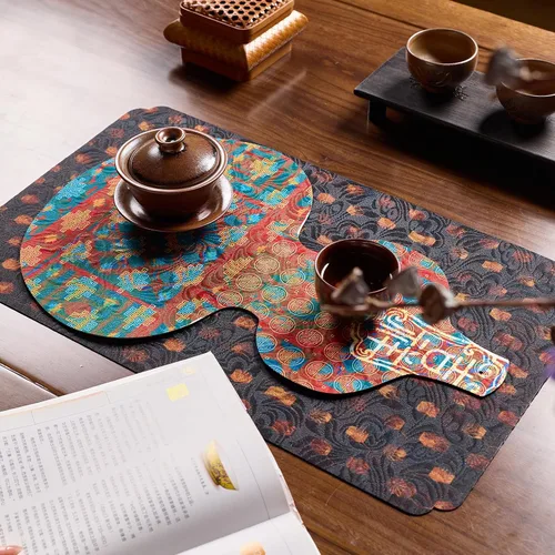 Vista 12 de Extra Long 2-Piece Table Runner Set 118, Waterproof Banquet Table Decor, Double Sided Event Cloth, Heavy Duty Tea Mat, Washable Reversible Brocade