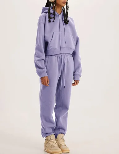 Vista 15 de Kissonic Conjunto deportivo de forro polar para mujer, 2 piezas, sudadera con capucha y pantalones deportivos