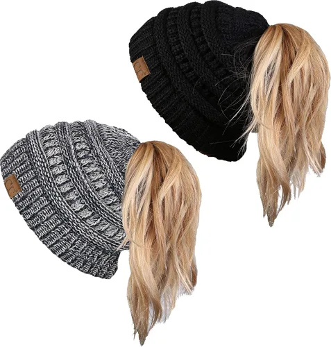 Vista 177 de Funky Junque - Gorro para mujer con ranura para cola de caballo