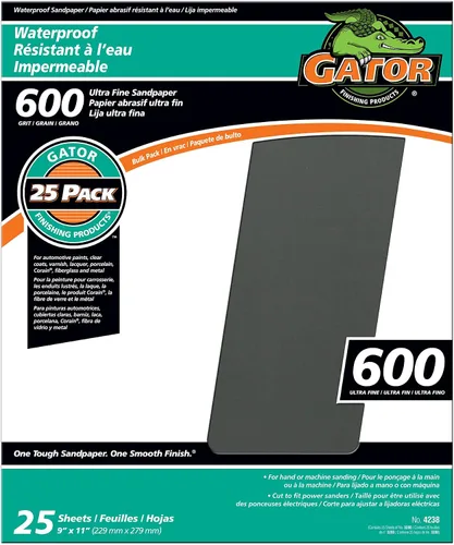 Vista 11 de Gator Hojas de lijado impermeables de 9 x 11 pulgadas, grano 320, paquete de 25