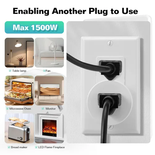Vista 6 de Toma de interruptor remoto, enchufe de salida de control remoto de 15 A/1500 W con interruptor, interruptor de luz inalámbrico de encendido/apagado