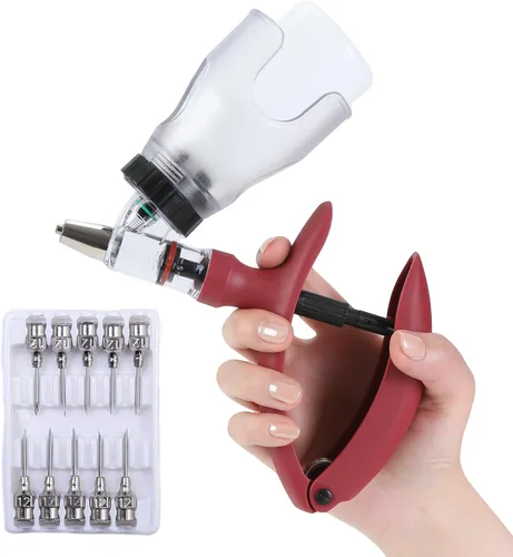 Vista 11 de Pistola de inyección para ganado de 5ML, pistola de inyección automática de recarga continua con botella ajustable, pistola de inyección