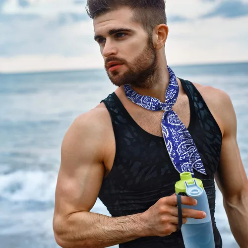 Vista 3 de Bufanda de enfriamiento de hielo, bandana de enfriamiento para cuello, bufandas de enfriamiento para hombres y mujeres, actividades al aire libre