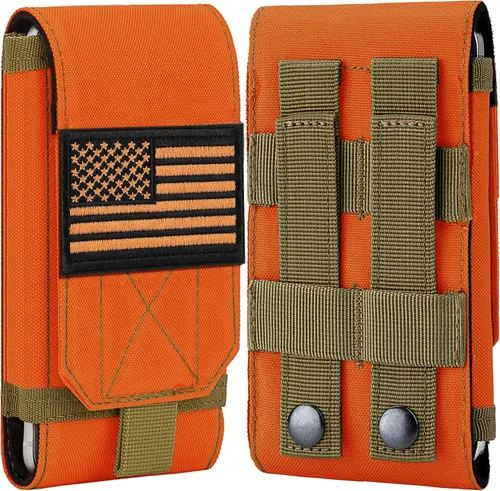 Vista 10 de Funda Táctica Molle para Teléfono, Funda de Cinturón con Asa de Bucle Resistente con Parche de Bandera para iPhone 17 Pro Max/Air/17 Pro/17/16 Pro