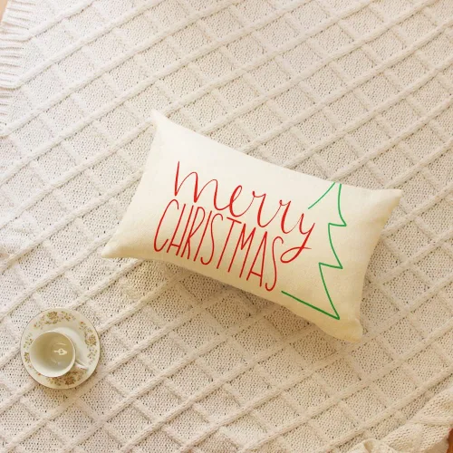 Vista 2 de Fundas de almohada lumbar con diseño de árbol de Navidad, 12 x 20 pulgadas, decoración para sofá